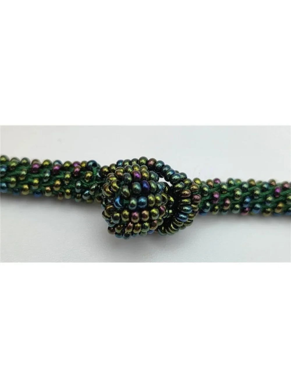 Artisan 36 Strand Peacock Green Seed Bead Torsade Necklace 24 In Toggle Clasp